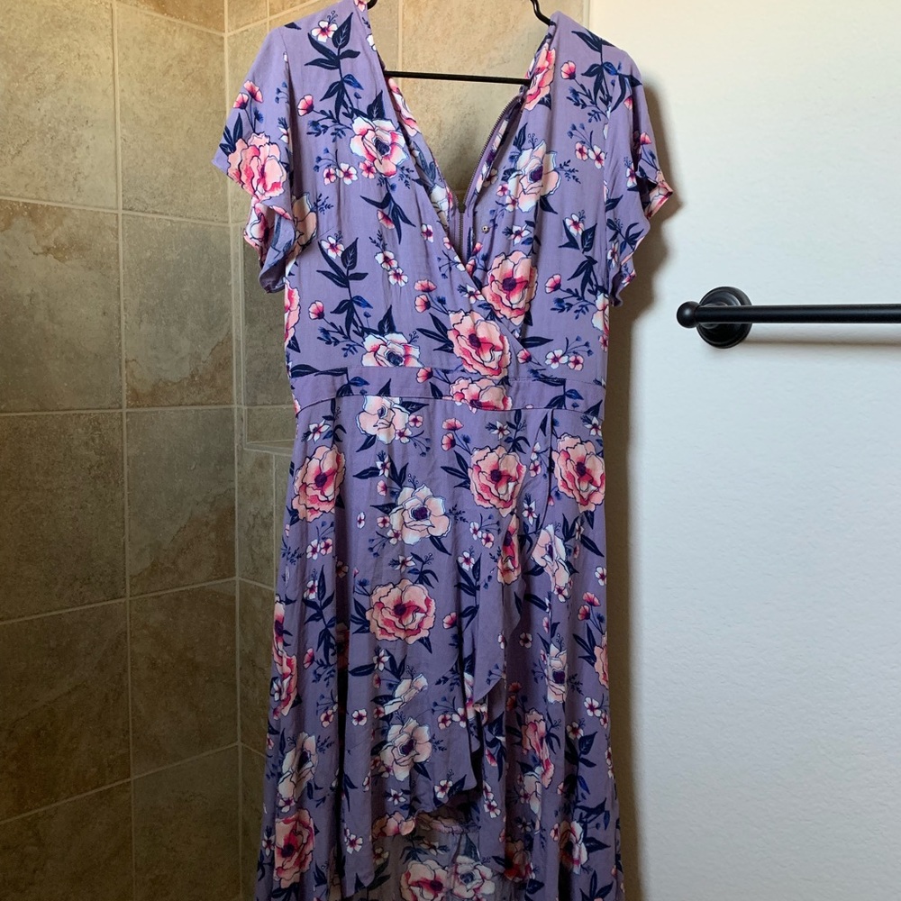 M Purple Short Sleeve Dress